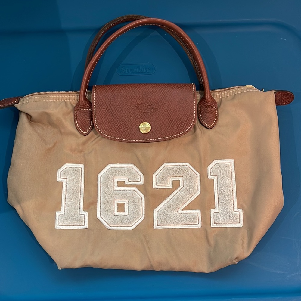 Longchamp small bag special limited edition beige with terry cloth numbers Y2K - Picture 2 of 12